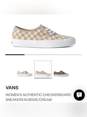 Vans Women's Authentic Checkerboard Sneakers in Beige/Cream